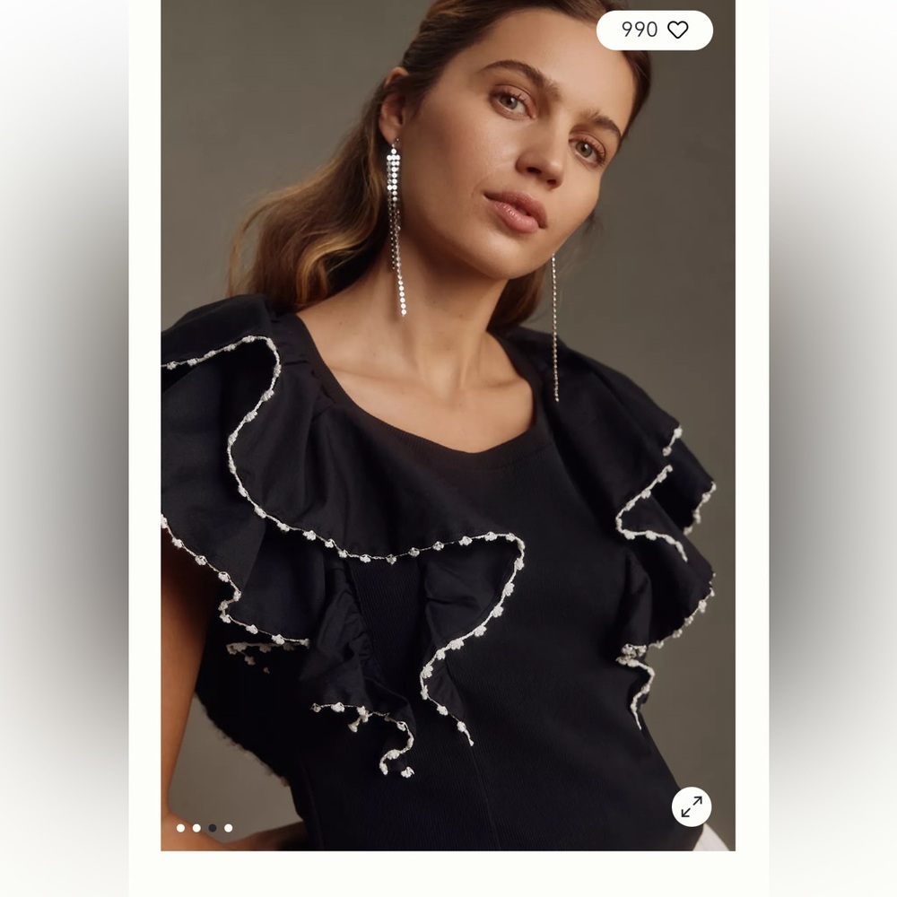 Anthropologie Feminine Ruffled Oversized Top - Picture 4 of 14